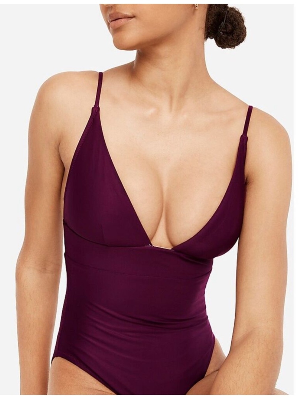 NWT J. CREW Plunge One-Piece V-Neck French Bathing Suit Purple - Women’s 8